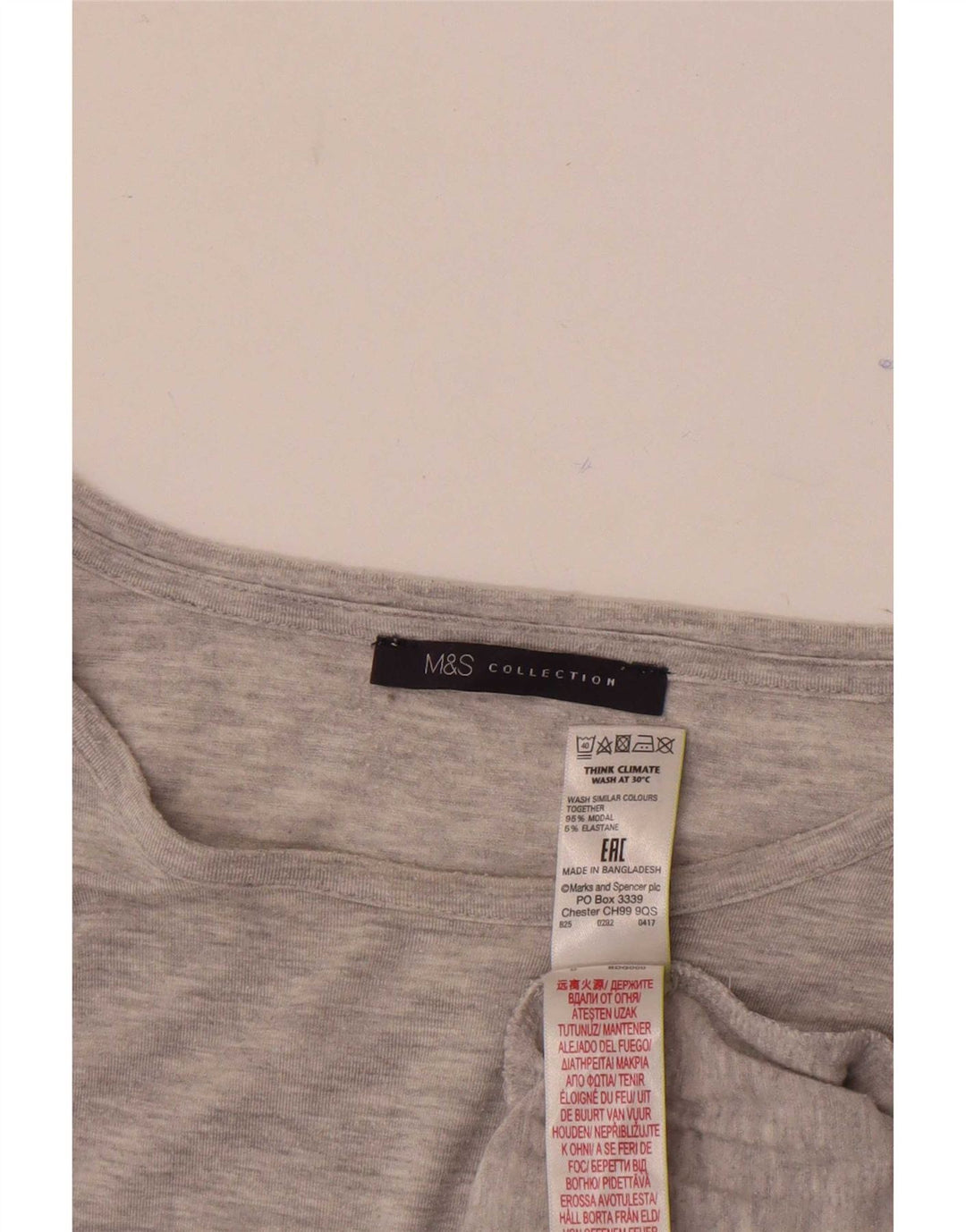 Marks & Spencer Top para mujer de manga larga UK 44 Modal gris medio