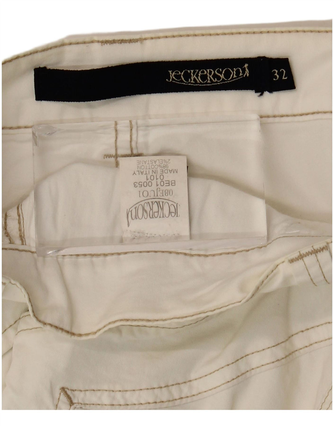 Jeckerson Bermudas para Hombre W32 Medium Off White Cotton