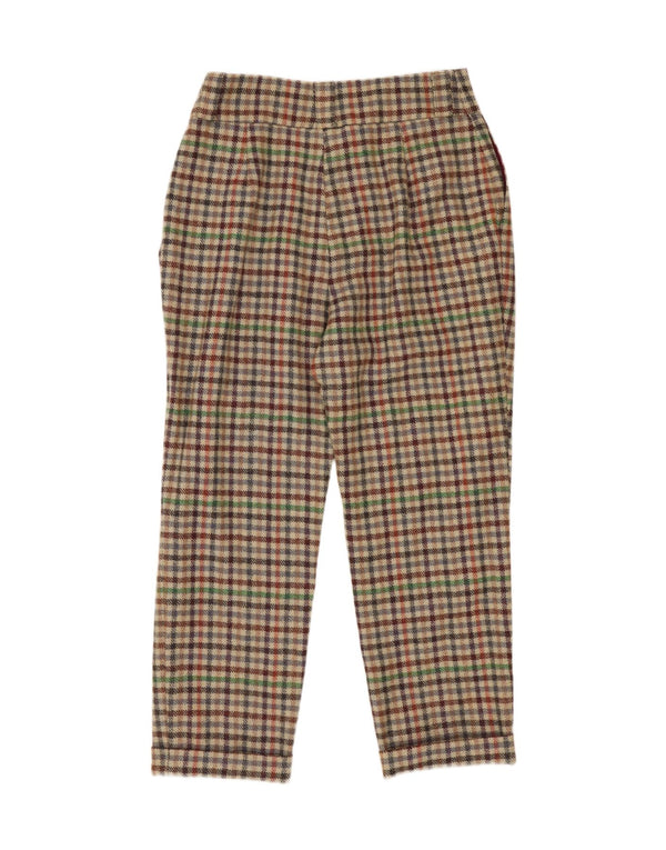Vintage mujer cintura alta pantalones recortados W28 L24 cheque multicolor