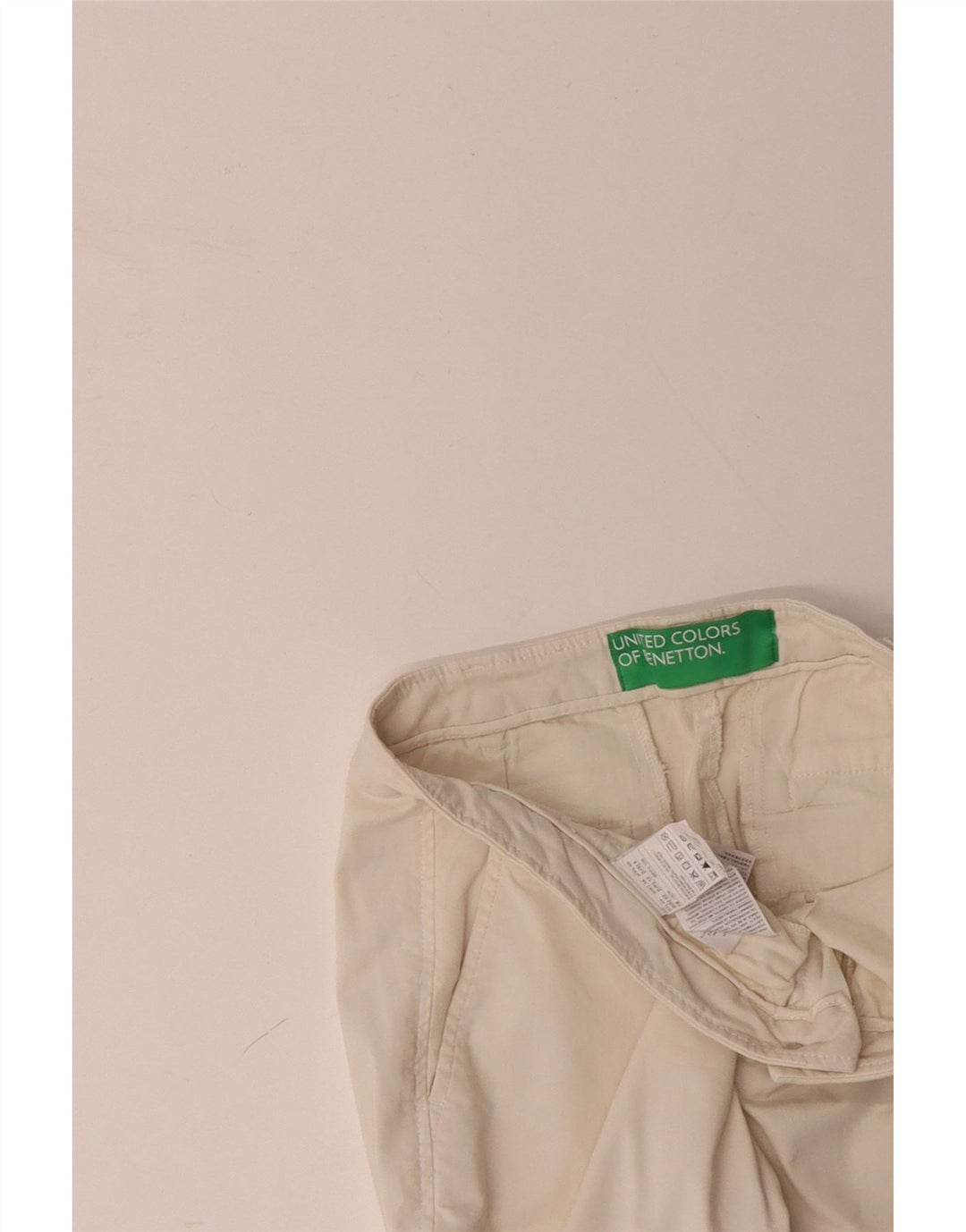 BENETTON Pantalones chinos ajustados para mujer UK 12 Medium W32 L28 Algodón blanco roto