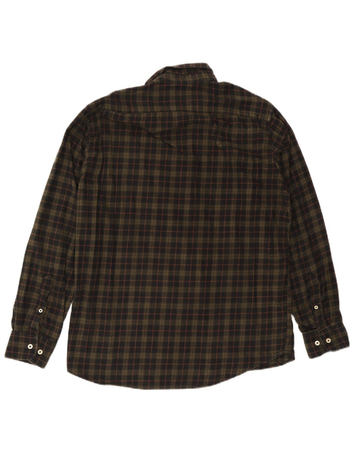 Carrera Camisa de franela de ajuste regular para hombre XL Algodón a cuadros caqui