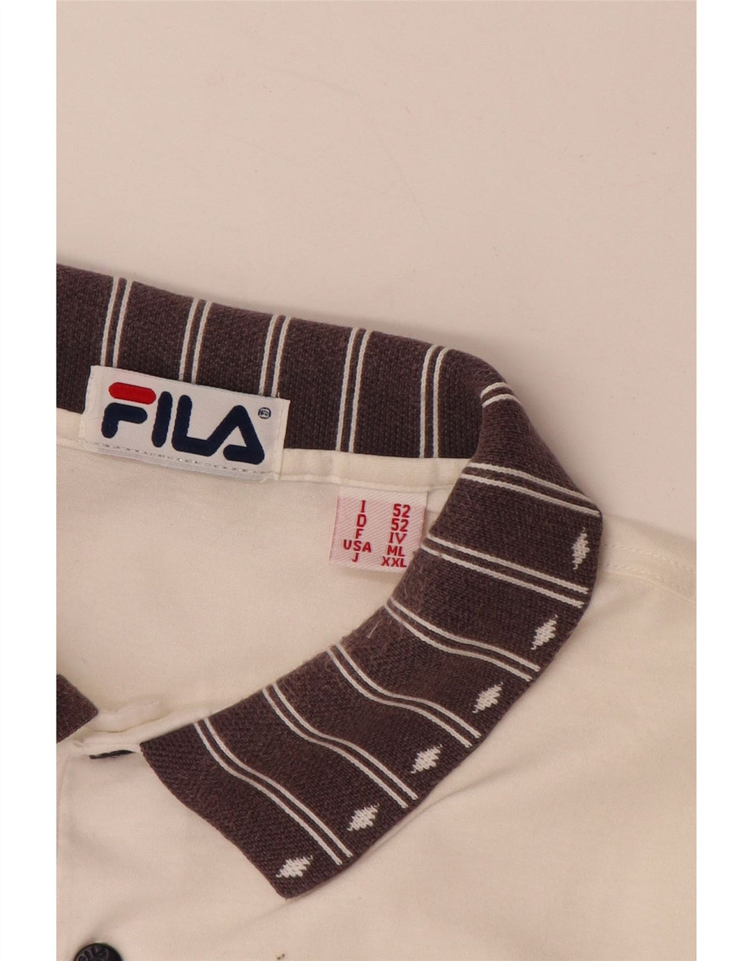 FILA Polo gráfico para hombre IT 52 Large White Colourblock Cotton