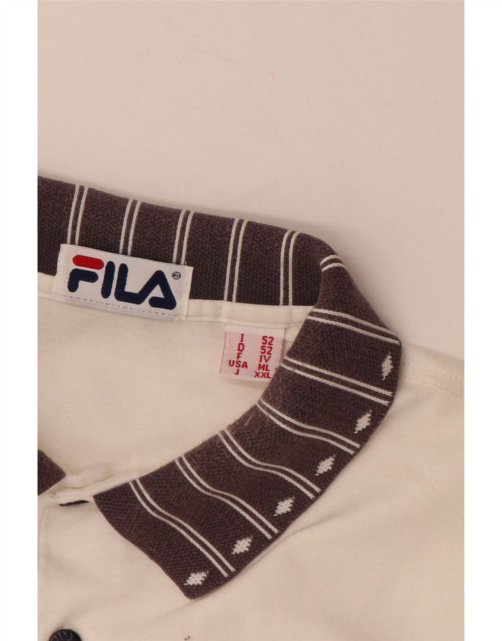 FILA Polo gráfico para hombre IT 52 Large White Colourblock Cotton