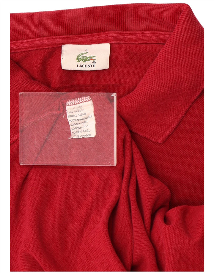 Lacoste Polo de manga larga para hombre talla 4 mediano algodón rojo