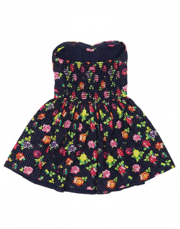 Superdry Top Túnica Sin Mangas para Mujer UK 8 Small Azul Marino Floral Algodón