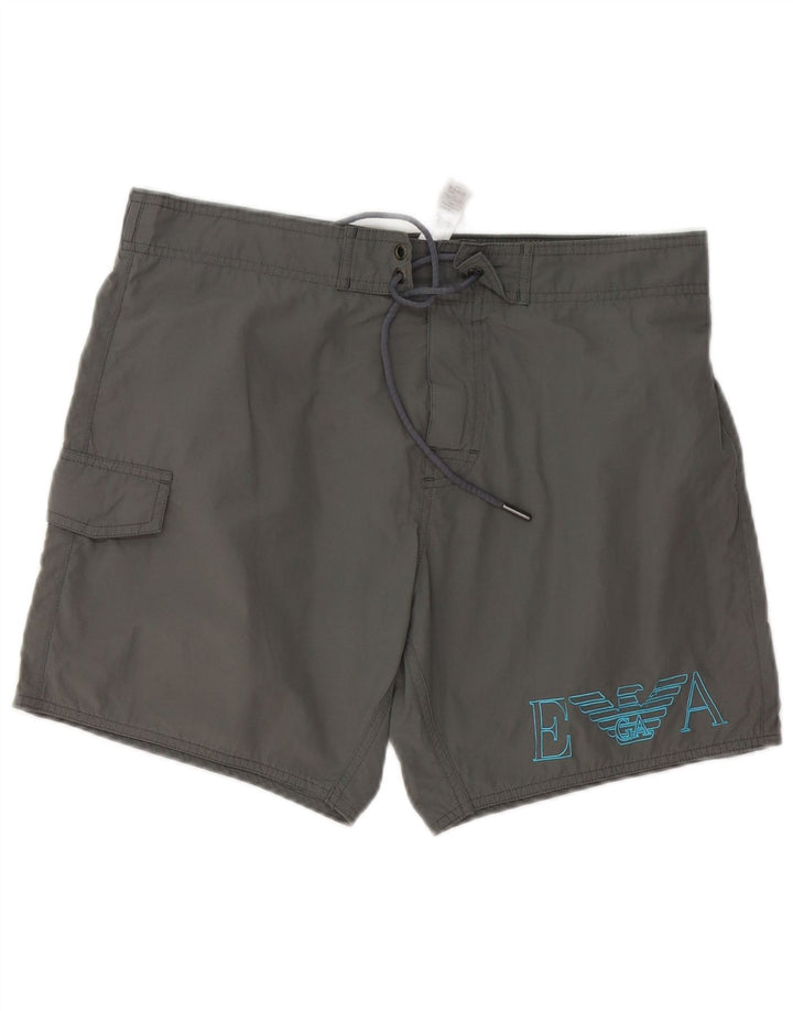 Emporio Armani Mens Graphic Bañador Shorts Grande Poliéster Gris