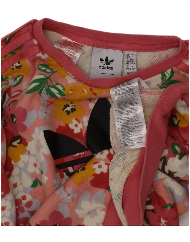 ADIDAS Sudadera estampada para niña 9-10 años Algodón floral rosa