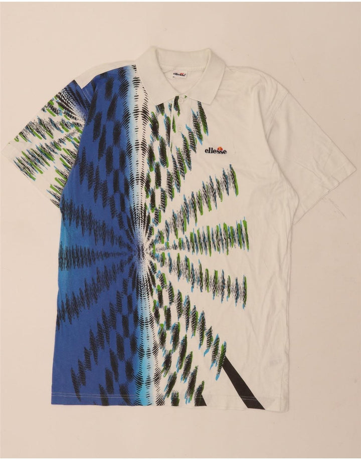 Polo Ellesse para hombre IT 48 Algodón teñido anudado blanco mediano
