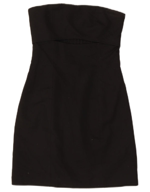 Zara Mujer Vestido Sin Tirantes UK 4 XS Poliéster Negro
