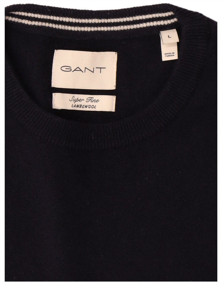 Gant Jersey De Cuello Redondo Para Hombre De Lana De Cordero Azul Marino Grande