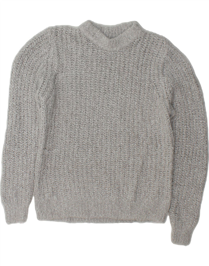 MARKS & SPENCER Womens V-Neck Jumper Sweater UK 14 Large Grey Flecked Vintage Marks & Spencer and Second-Hand Marks & Spencer from Messina Hembry 
