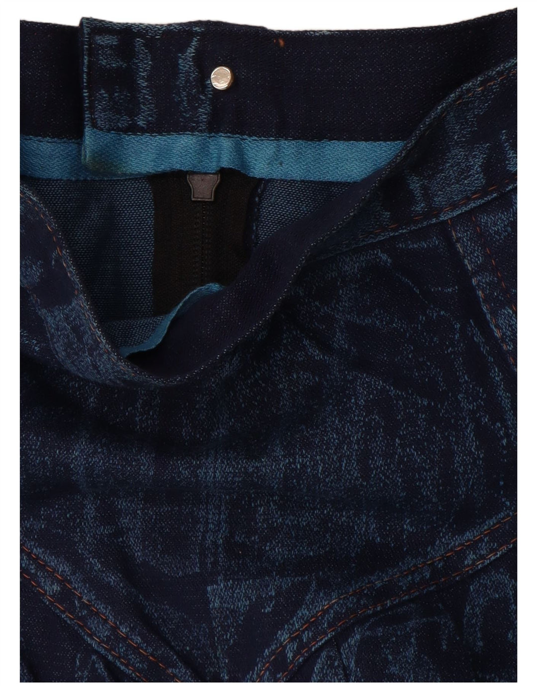 VINTAGE Falda acampanada vaquera para mujer W28 Azul medio