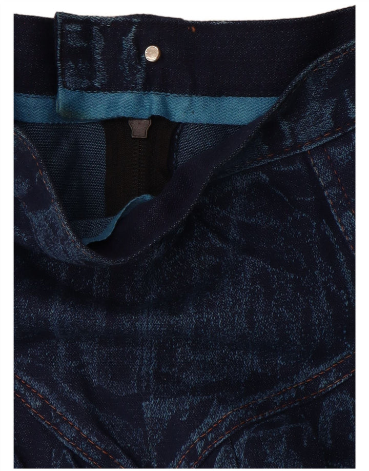 VINTAGE Falda acampanada vaquera para mujer W28 Azul medio