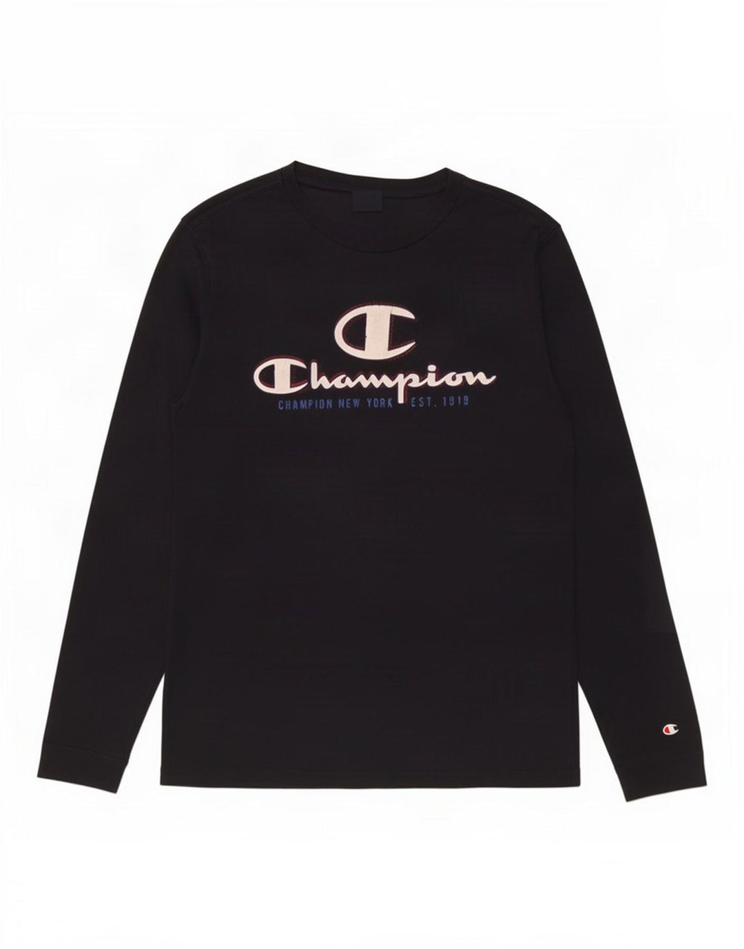 Champion Top gráfico para hombre de manga larga de algodón azul marino medio