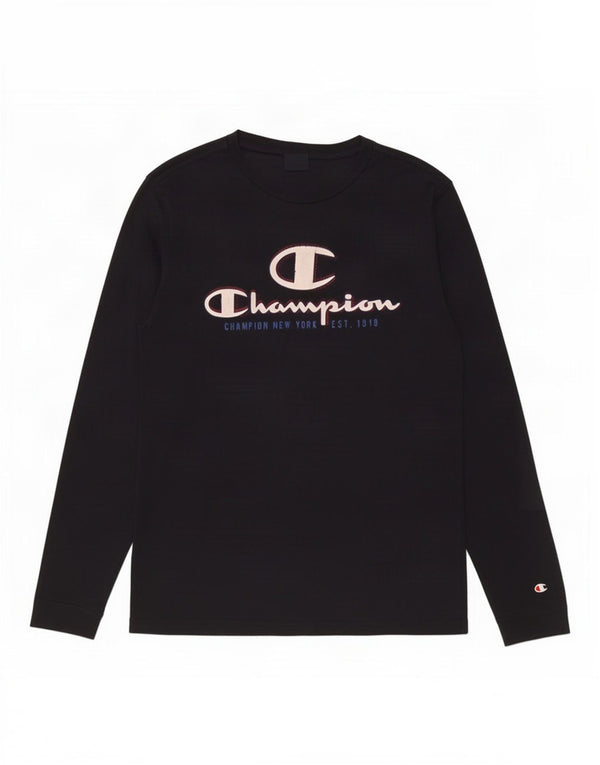 Champion Top gráfico para hombre de manga larga de algodón azul marino medio