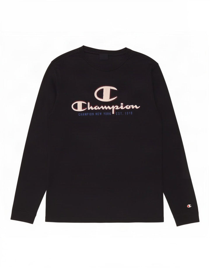 Champion Top gráfico para hombre de manga larga de algodón azul marino medio