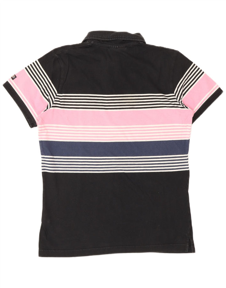 DICKIES Mens Polo Shirt Small Black Striped Cotton