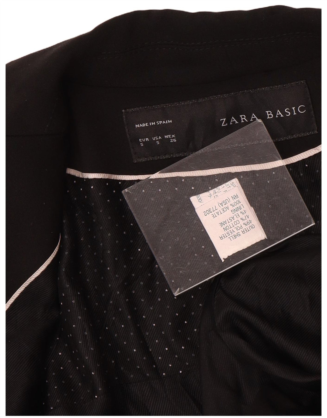 Zara Mujer Chaqueta Blazer De 1 Botón UK 10 Small Poliéster Negro