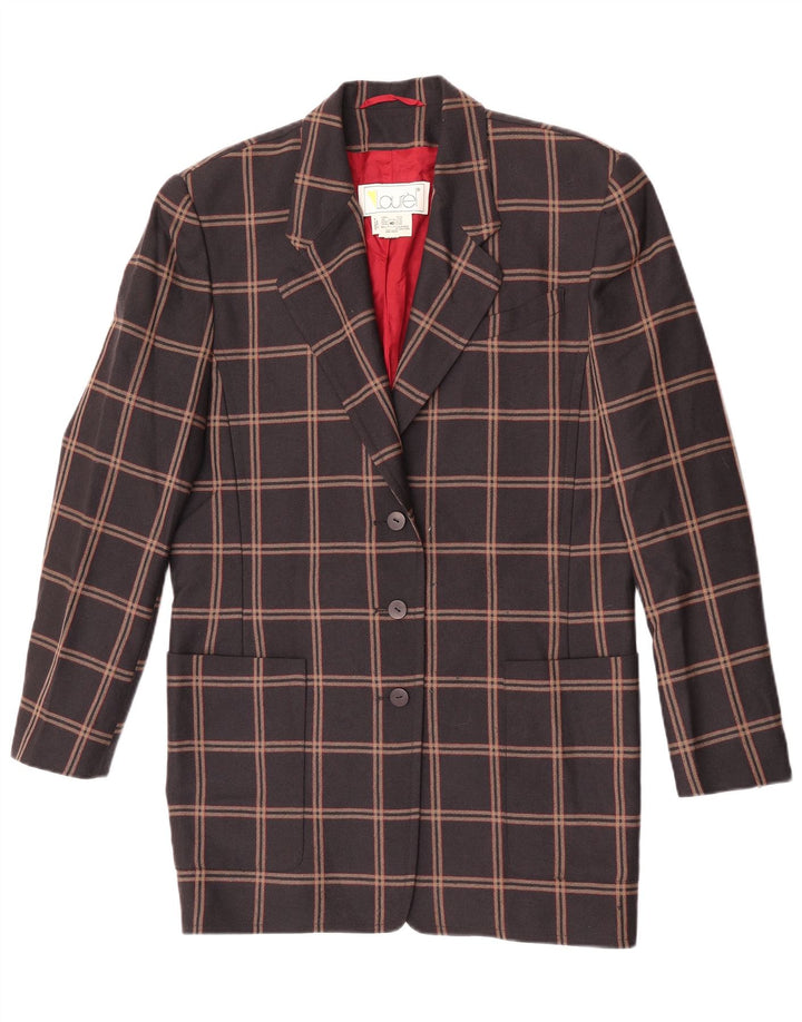 Laurel Chaqueta tipo blazer larga de 3 botones para mujer EU 40 Marrón medio a cuadros
