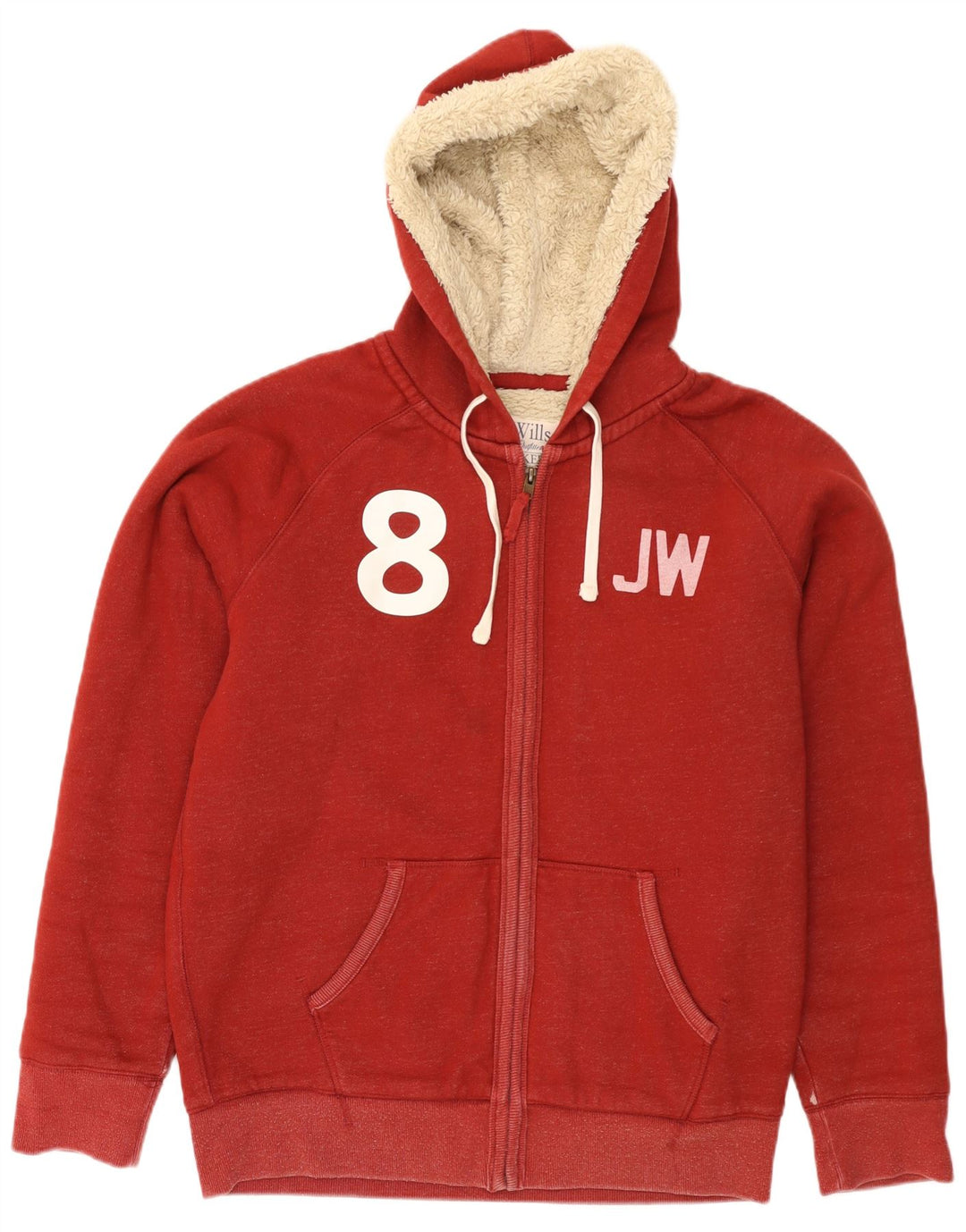 JACK WILLS Suéter con capucha y cremallera gráfica para hombre XL Algodón rojo
