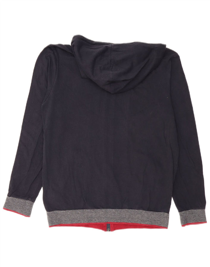 HUGO BOSS Sudadera con capucha y cremallera para hombre, talla pequeña, algodón azul marino