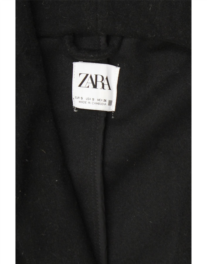 Zara Mujer Abrigo Extragrande De Doble Botonadura Con Capucha UK 40 Small Negro