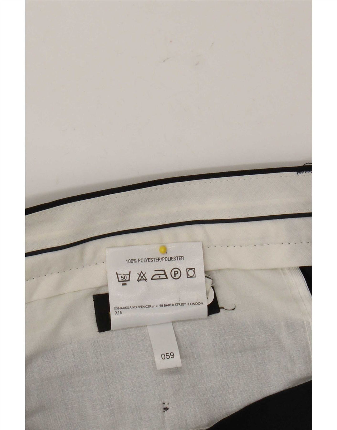 Marks & Spencer Pantalón de traje con pinzas para hombre W34 L26 Poliéster azul marino