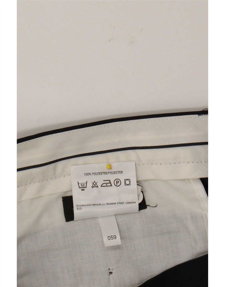Marks & Spencer Pantalón de traje con pinzas para hombre W34 L26 Poliéster azul marino