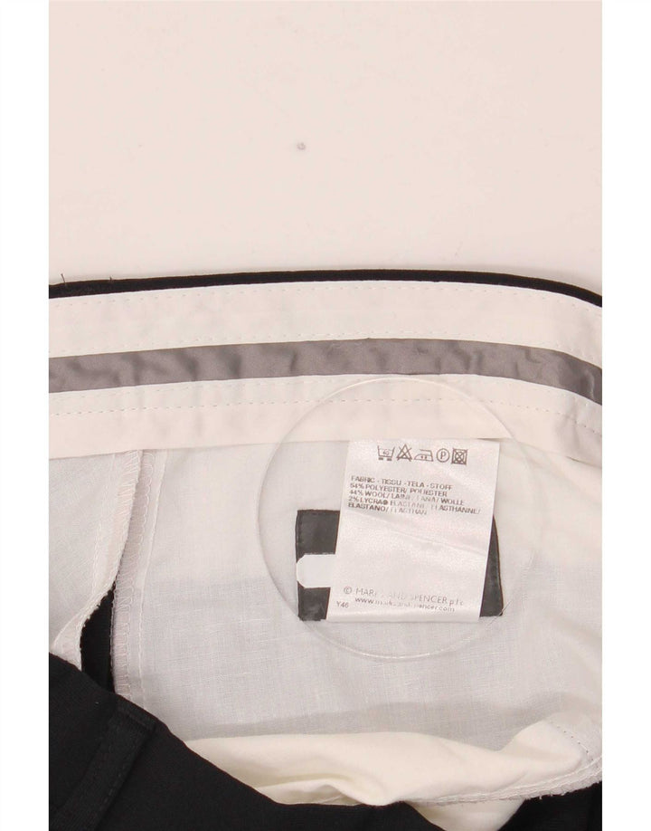 Marks & Spencer Pantalón de traje con pinzas para hombre W34 L29 Poliéster azul marino