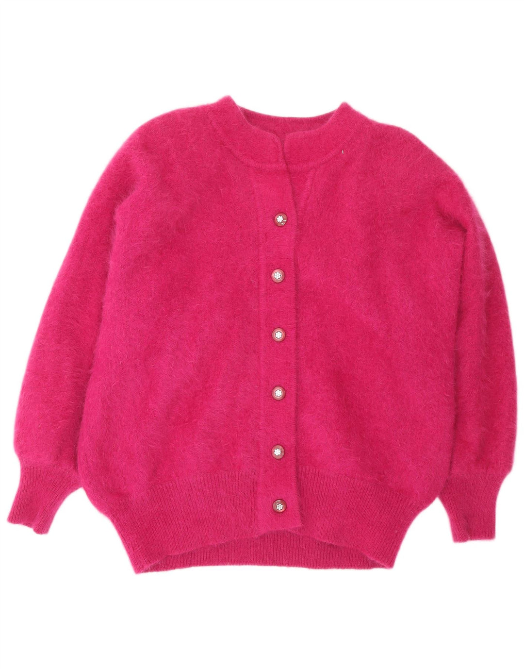 VINTAGE Suéter Cárdigan para Mujer Reino Unido 20 2XL Rosa Angora