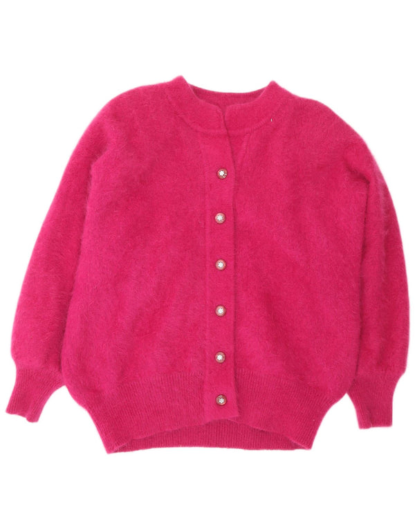 VINTAGE Womens Cardigan Sweater UK 20 2XL Pink Angora
