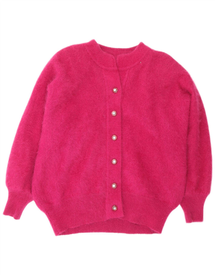 VINTAGE Suéter Cárdigan para Mujer Reino Unido 20 2XL Rosa Angora