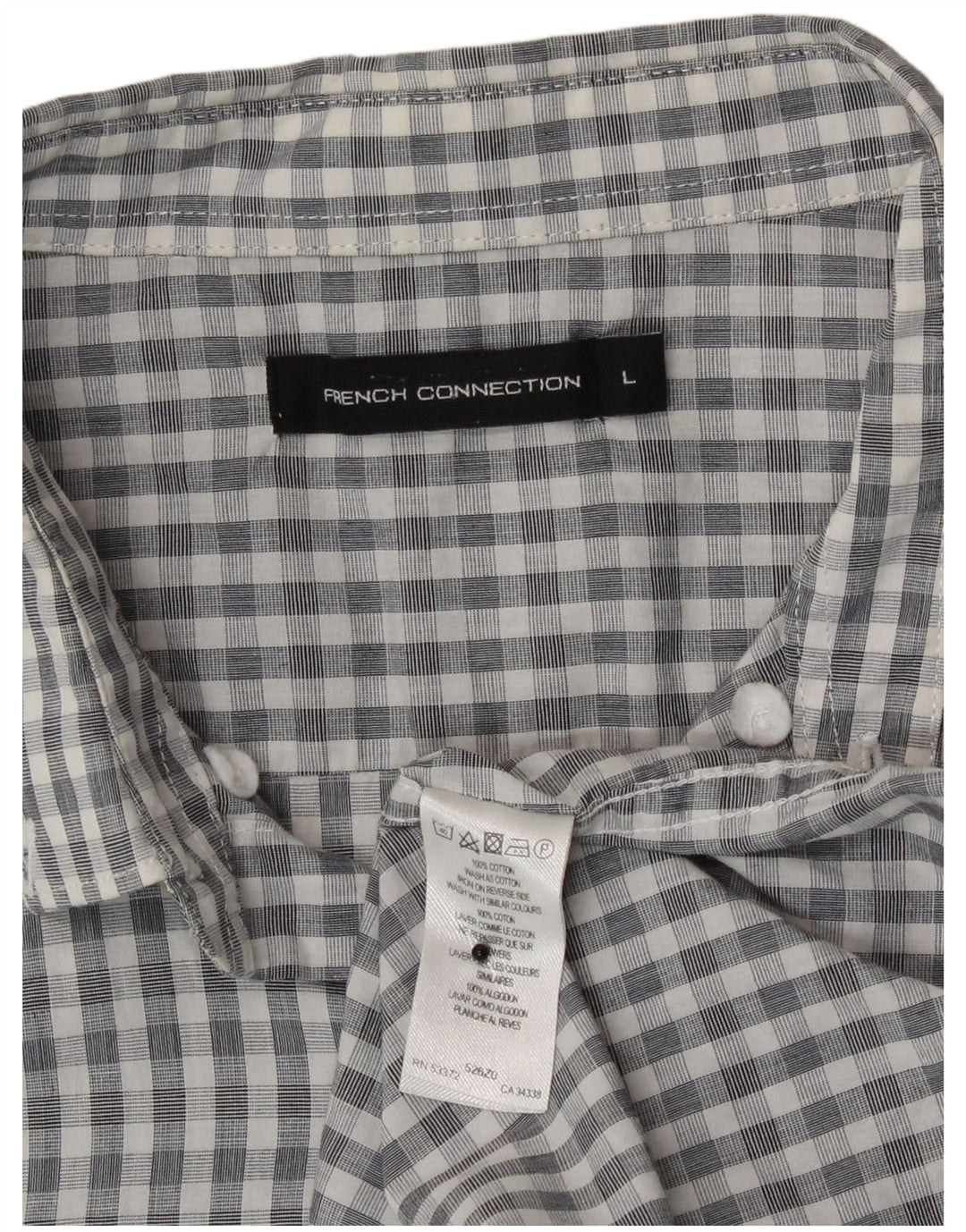 Camisa para hombre French Connection de algodón a cuadros gris grande