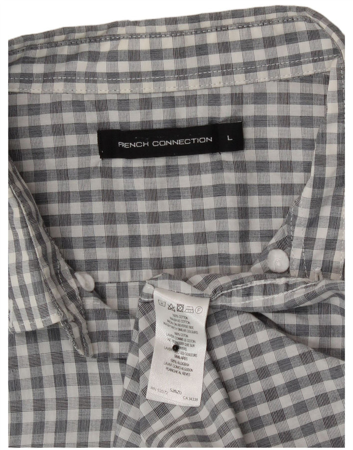 Camisa para hombre French Connection de algodón a cuadros gris grande