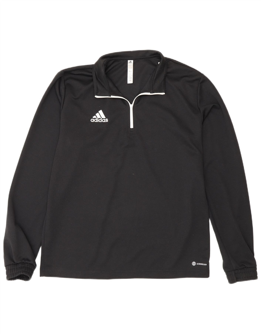 Adidas Hombre Zip Neck Top Manga Larga Grande Negro Poliéster Deportes