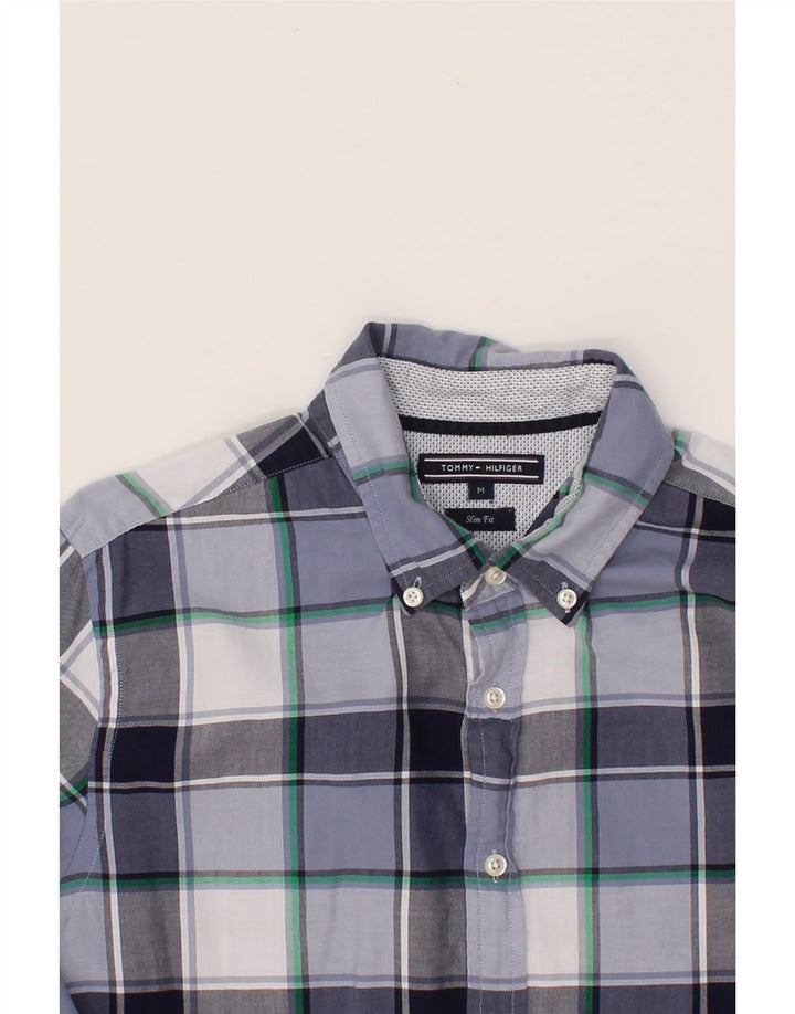 TOMMY HILFIGER Mens Slim Fit Shirt Medium Blue Check Cotton Vintage Tommy Hilfiger and Second-Hand Tommy Hilfiger from Messina Hembry 