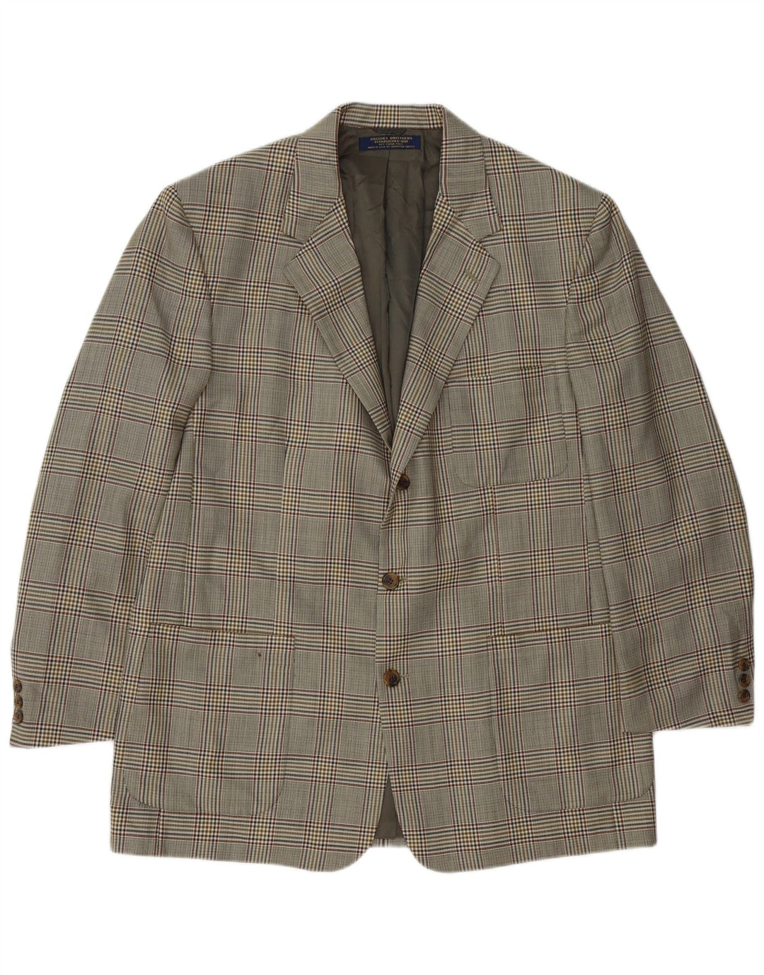 Brooks Brothers Chaqueta tipo blazer de 3 botones para hombre IT 54 2XL Lana de pata de gallo gris