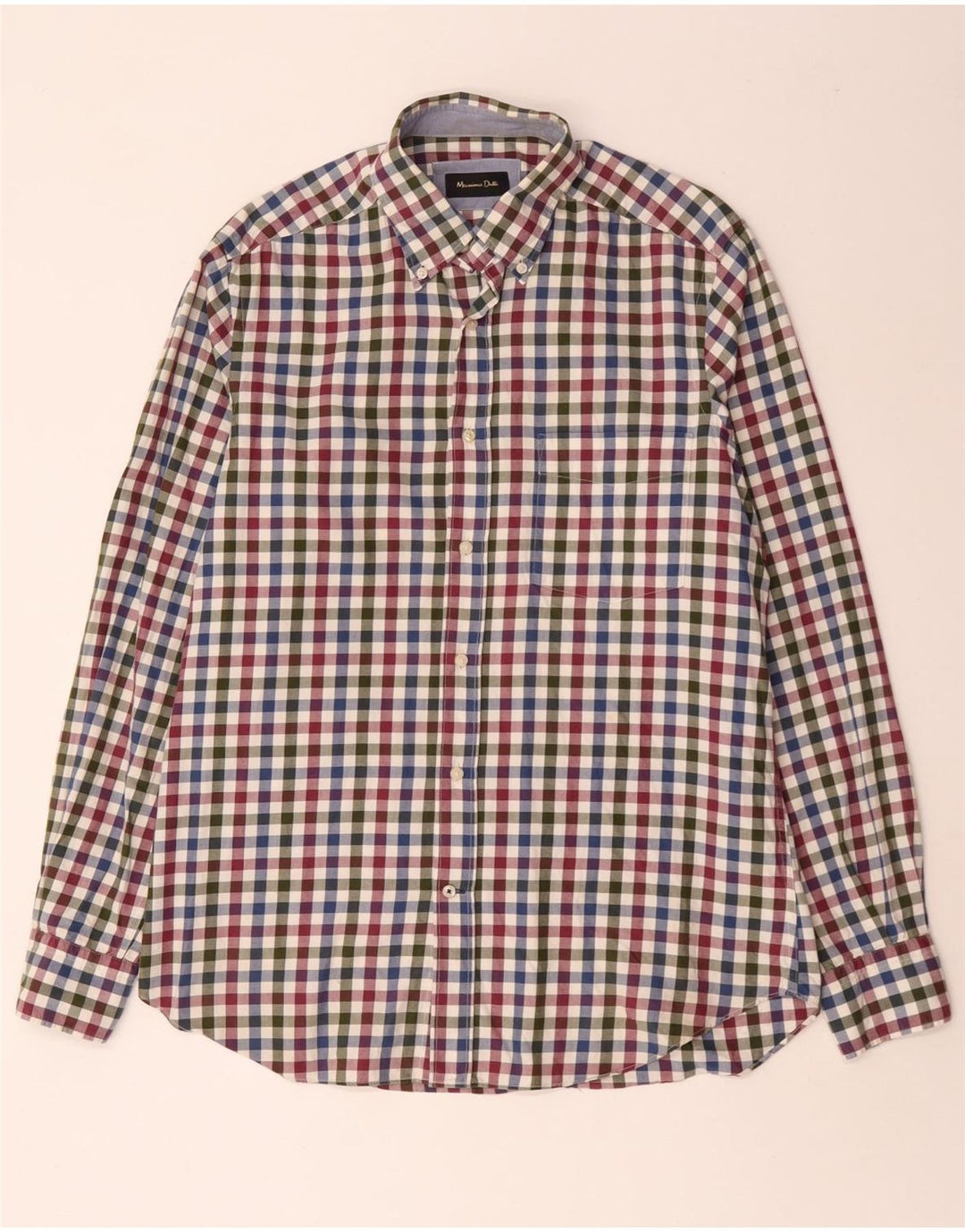 MASSIMO DUTTI Camisa Franela Hombre Mediana Algodón Vichy Multicolor