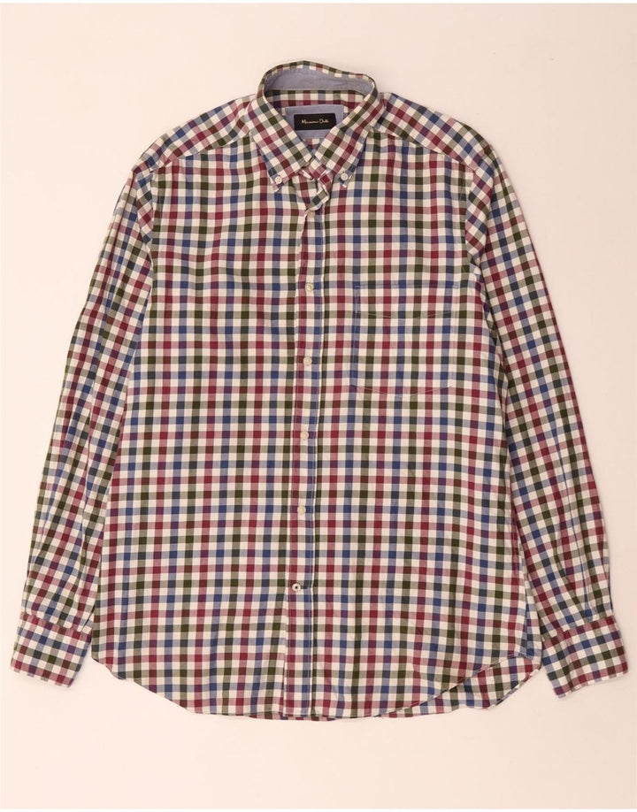 MASSIMO DUTTI Camisa Franela Hombre Mediana Algodón Vichy Multicolor
