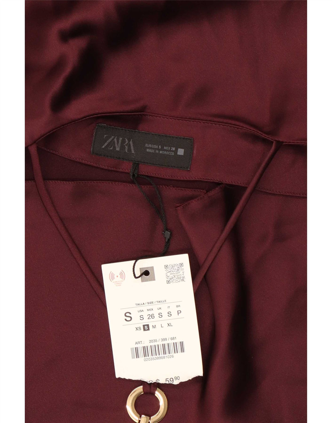 Zara Mujer Vestido Halter UK 10 Pequeño Poliéster Borgoña