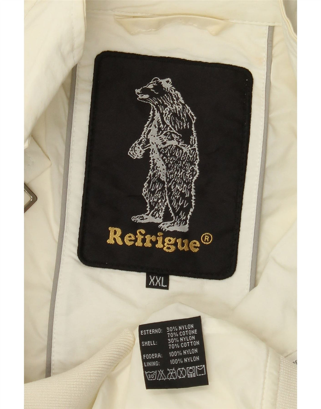 REFRIGUE Chaqueta Bomber para Hombre UK 44 2XL Algodón Blanco Roto