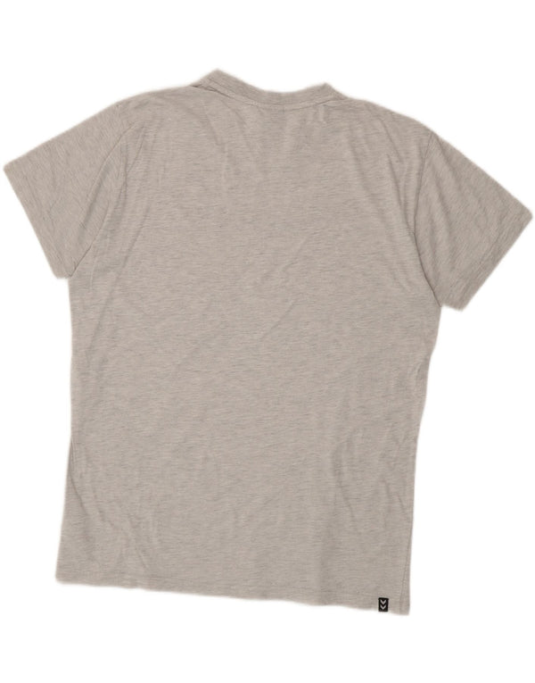 Hummel - Camiseta gráfica para hombre, talla grande, algodón gris