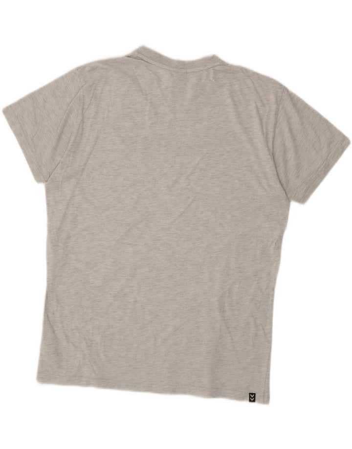 Hummel - Camiseta gráfica para hombre, talla grande, algodón gris