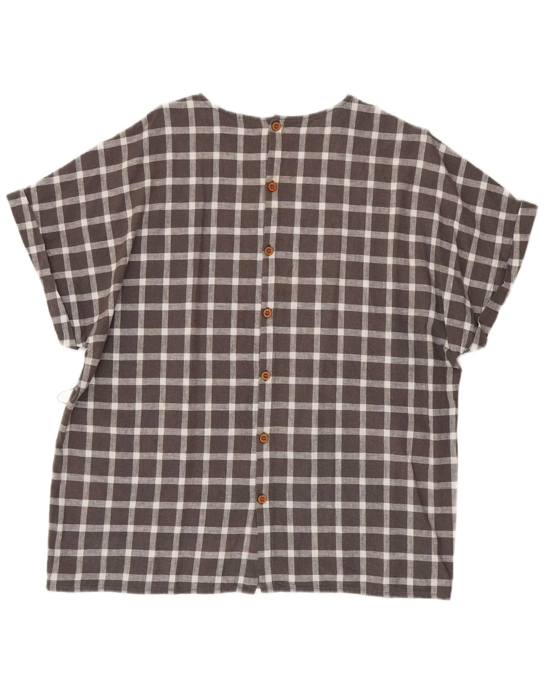 Zara Blusa camisera extragrande de manga corta para mujer UK 44 Medium Grey Check