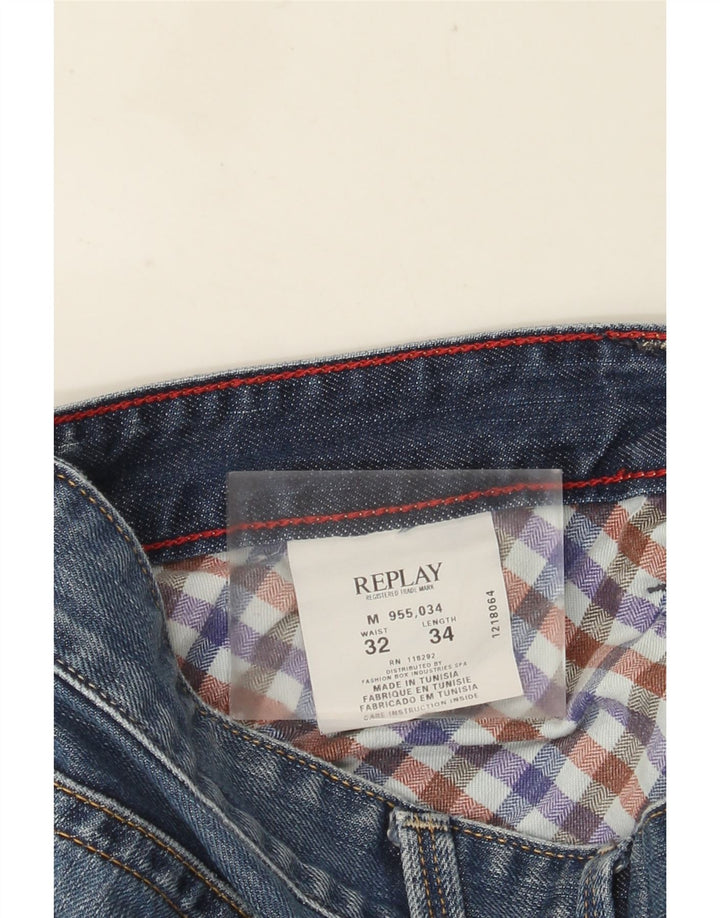 REPLAY Vaqueros rectos para hombre W32 L34 Algodón azul