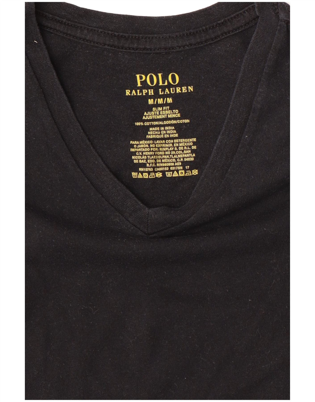 Ralph Lauren - Camiseta ajustada para hombre, talla mediana, algodón negro