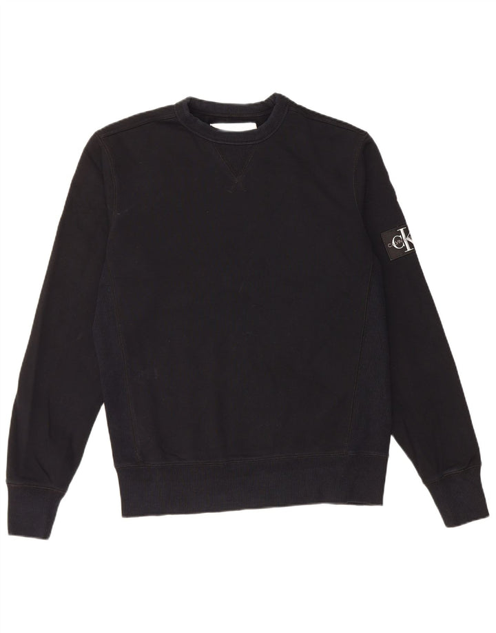 Calvin Klein Sudadera con gráfico de ajuste regular para hombre, jersey pequeño de algodón negro