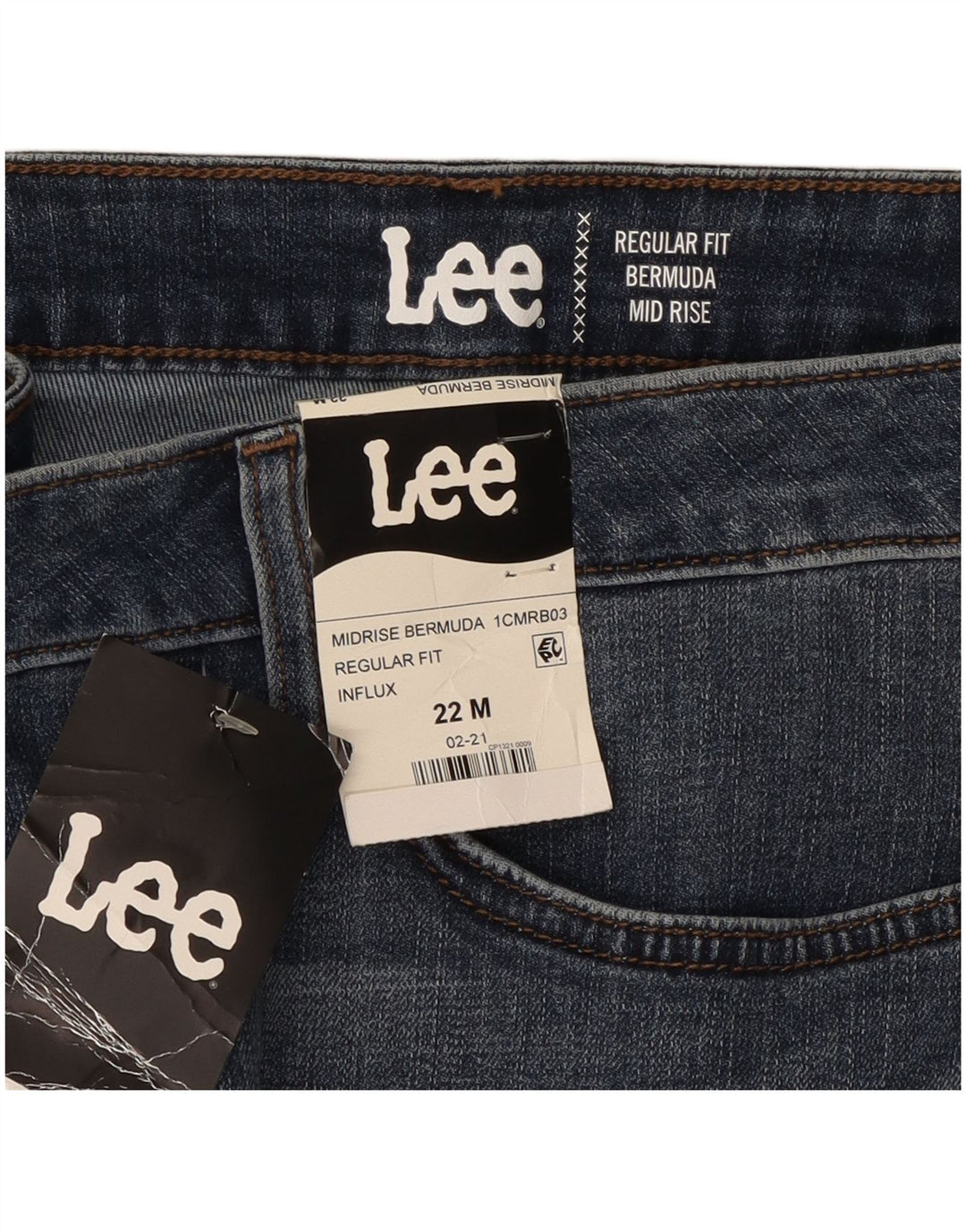 LEE Bermudas de talle medio para mujer, ajuste regular, US 22 3XL W44 Algodón azul