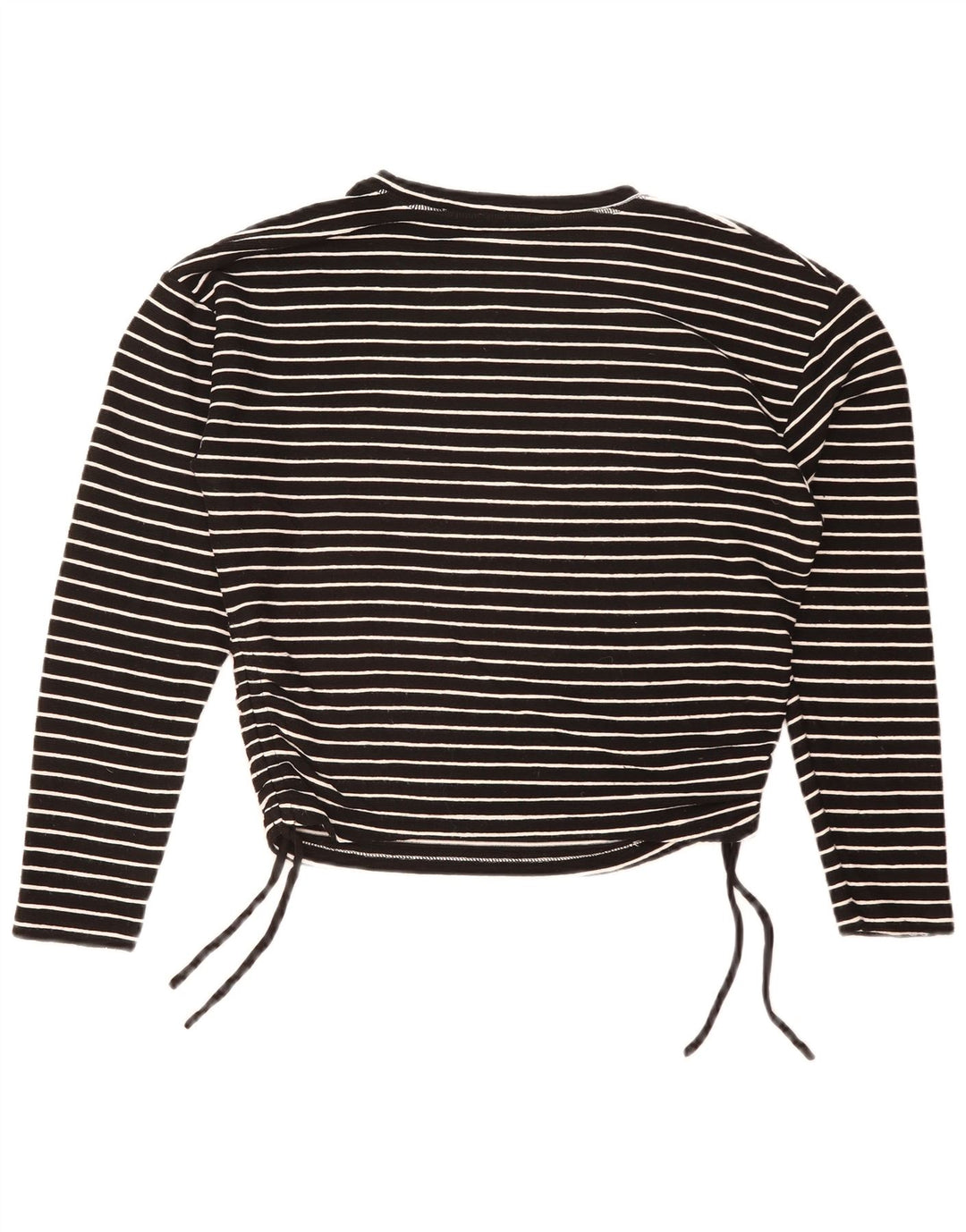 Zara Mujer Crop Top Manga Larga UK 46 Grande Poliéster A Rayas Negro