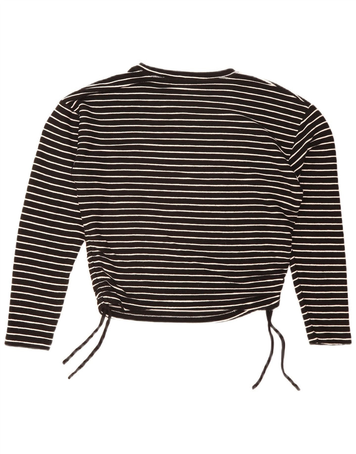 Zara Mujer Crop Top Manga Larga UK 46 Grande Poliéster A Rayas Negro